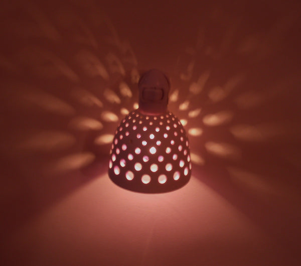 round night light "circles on circles  white with purple interior