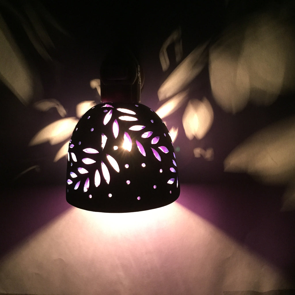 round night light "curving leaves"  blue with purple interior