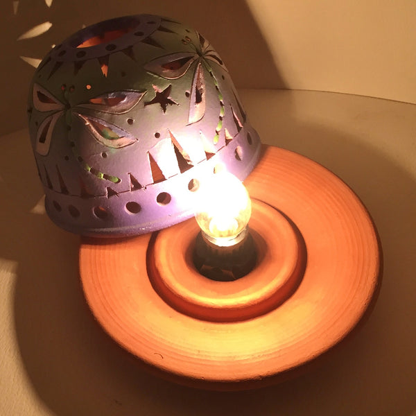 StarLight night lamp/ green and lavender dragonflies